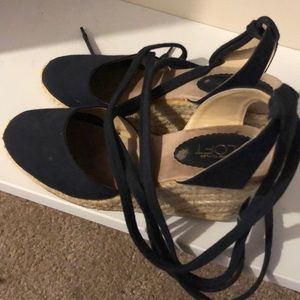Lace up espadrille navy wedge | Ann Taylor Loft